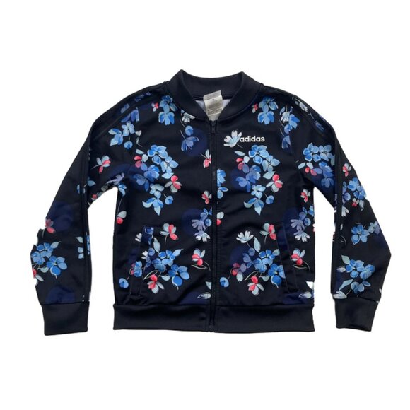 Adidas Girls Floral Satin Bomber Track Suit Jacket Size 2T - Picture 1 of 8